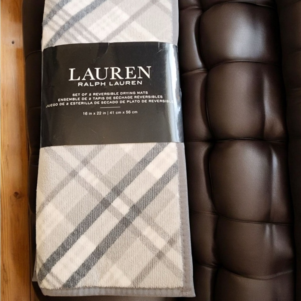 Ralph Lauren Set of 2 Gray Abstract Drying Mats 16 X 22